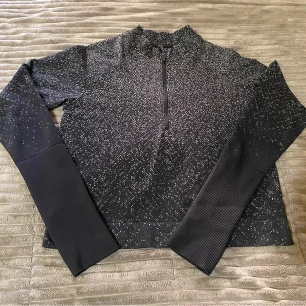 Black Speckled Half-Zip Bomber Pullover